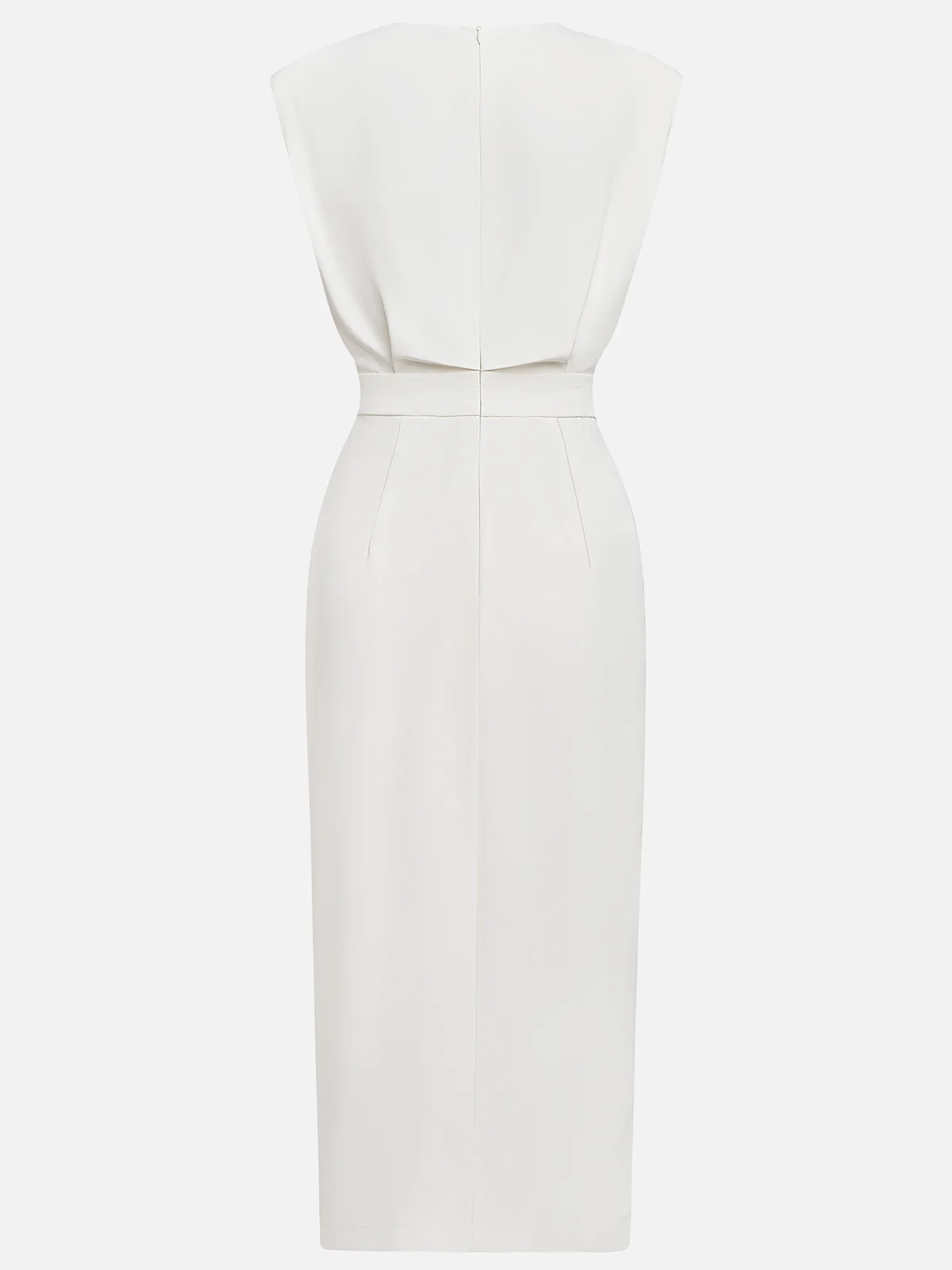 Olivia™ - Vestido Midi Liso con Abertura de Botones y Escote Redondo
